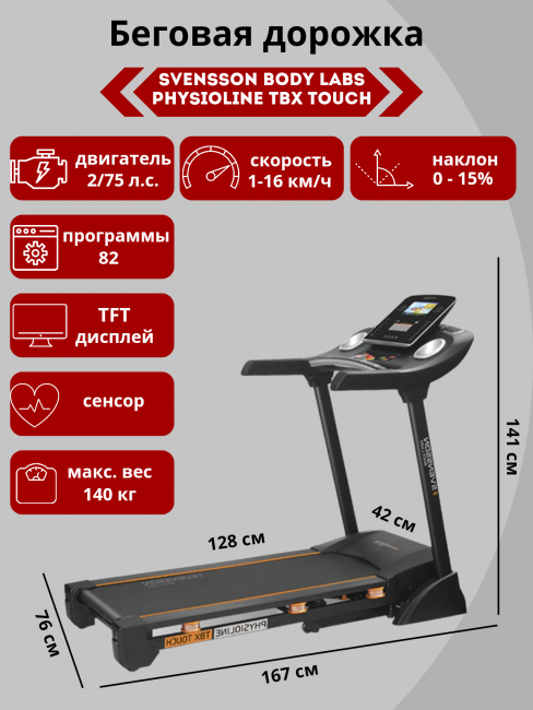 Беговая дорожка Svensson Body Labs Physioline TBX TOUCH