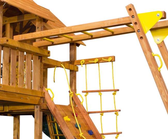 Игровая площадка PlayGarden "Mega SkyFort" с двумя игровыми домиками и переходом
