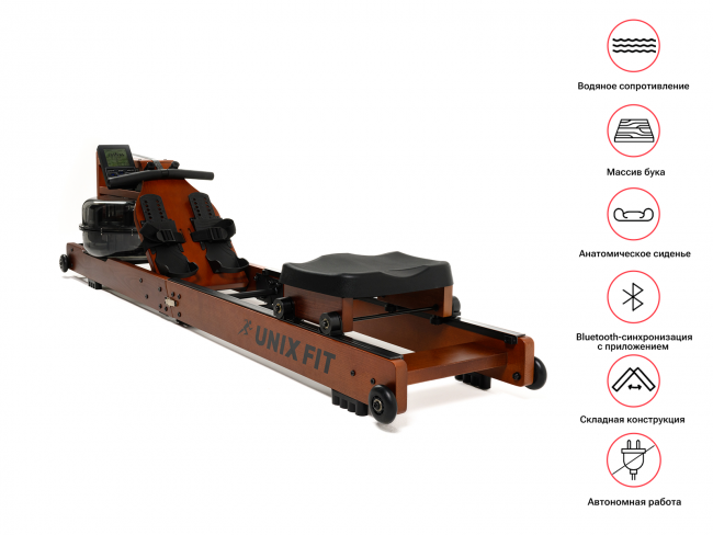 Гребной тренажер UnixFit Wood Rower Dark Гребной тренажер UnixFit Wood Rower Dark