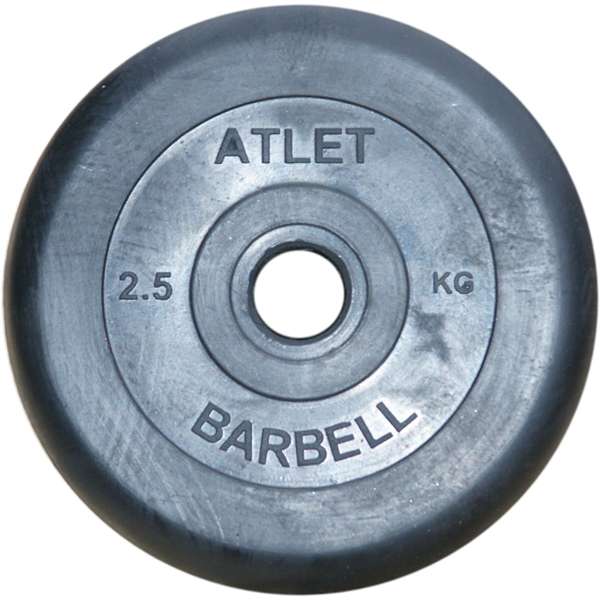 Диски обрезиненные Barbell Atlet 31 мм черные, вес от 1,25 до 25 кг в ассортименте Диски обрезиненные Barbell Atlet 31 мм черные, вес от 1,25 до 25 кг в ассортименте